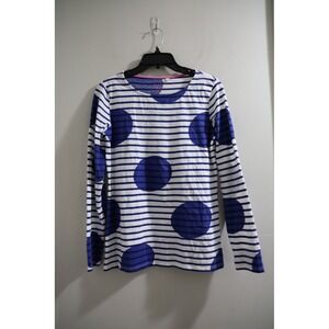 Boden Striped Polka Dot‎ Long Sleeve Top Womens US 6 UK 10 Blue White
